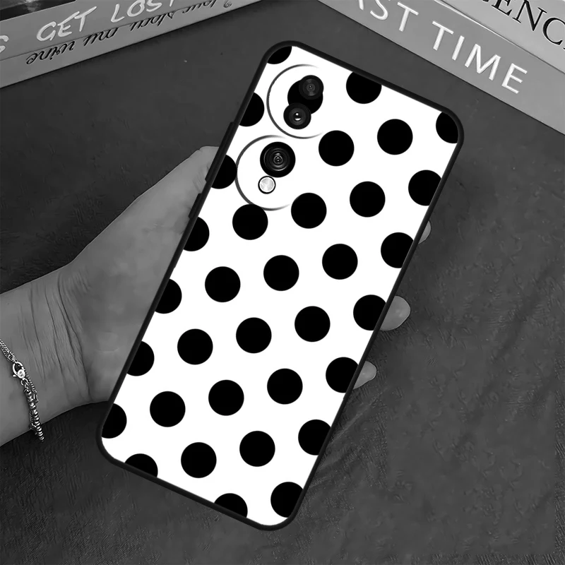 Black And White Polka Dot Cover For Honor Magic 6 Pro 5 Lite 10 50 70 90 Honor X8b X9b X7 X8 X9 X6a X7a X8a X9a Case