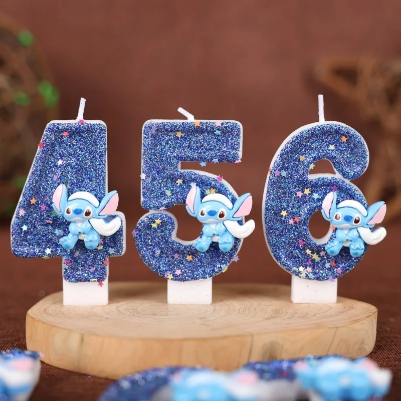 كارتون ستيتش 0-9 شمعة رقمية مصنوعة يدويًا لتزيين حفلات أعياد الميلاد