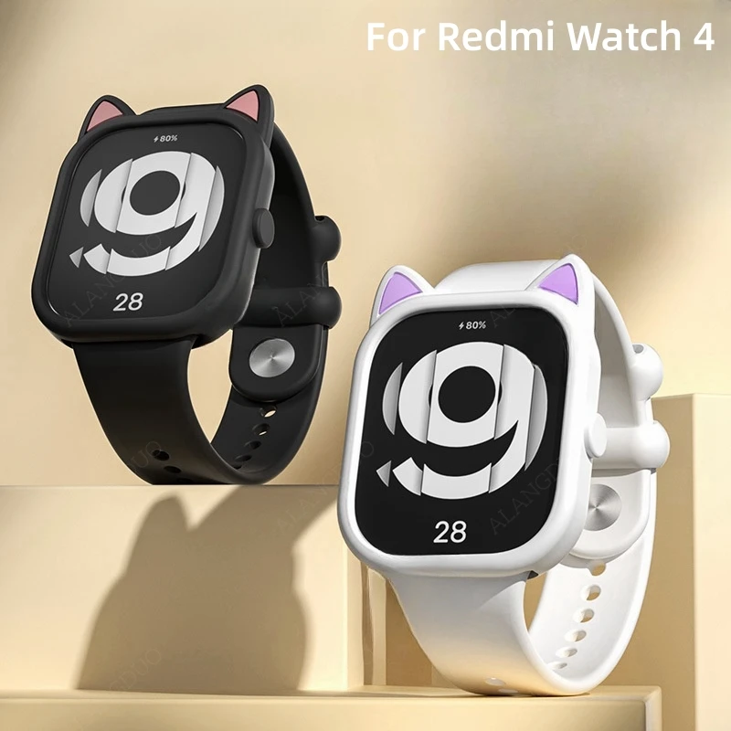 Cartoon watch case For Redmi Watch 4 Fall prevention Smartwatch accessories for Mi Redmi Watch 4 Breathable Silicone Bracelet