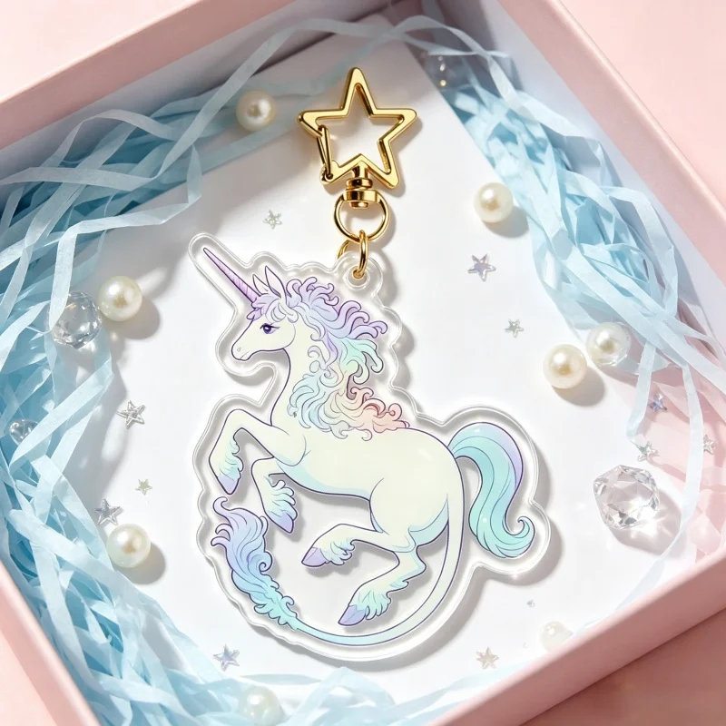 The Last Unicorn Acrylic Keychain Magical Galloping Unicorn Pendant Bag Charm Cute Fairy Tale Gift For Animation Fans