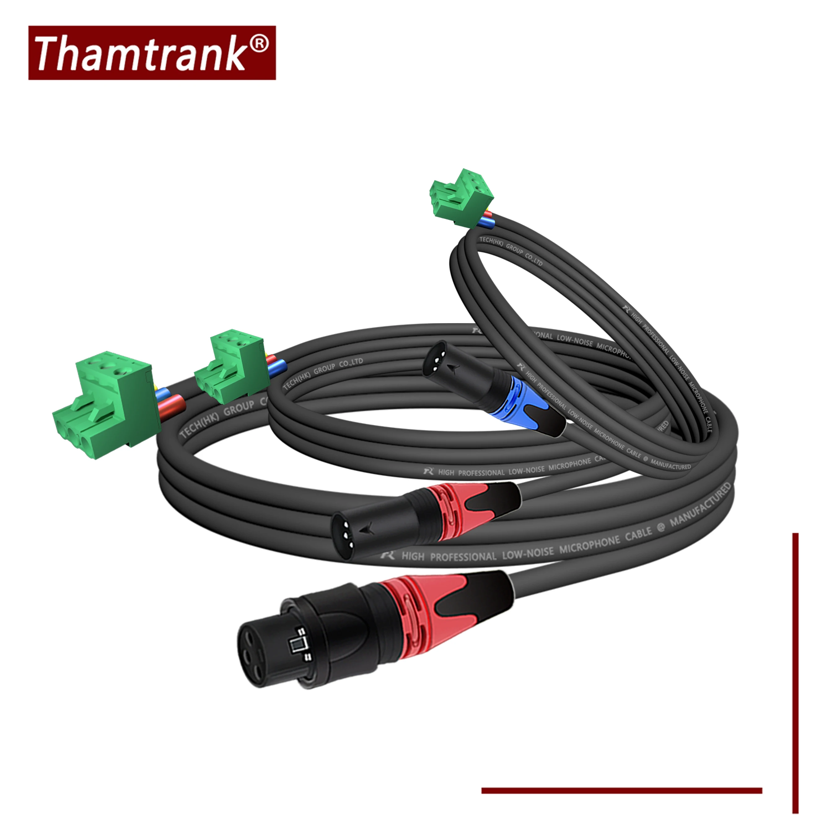 XLR with black rear shell,multicolor color anti slip cover, connected with 5.08mm 3pin Phoenix plug terminal,for audio equipment