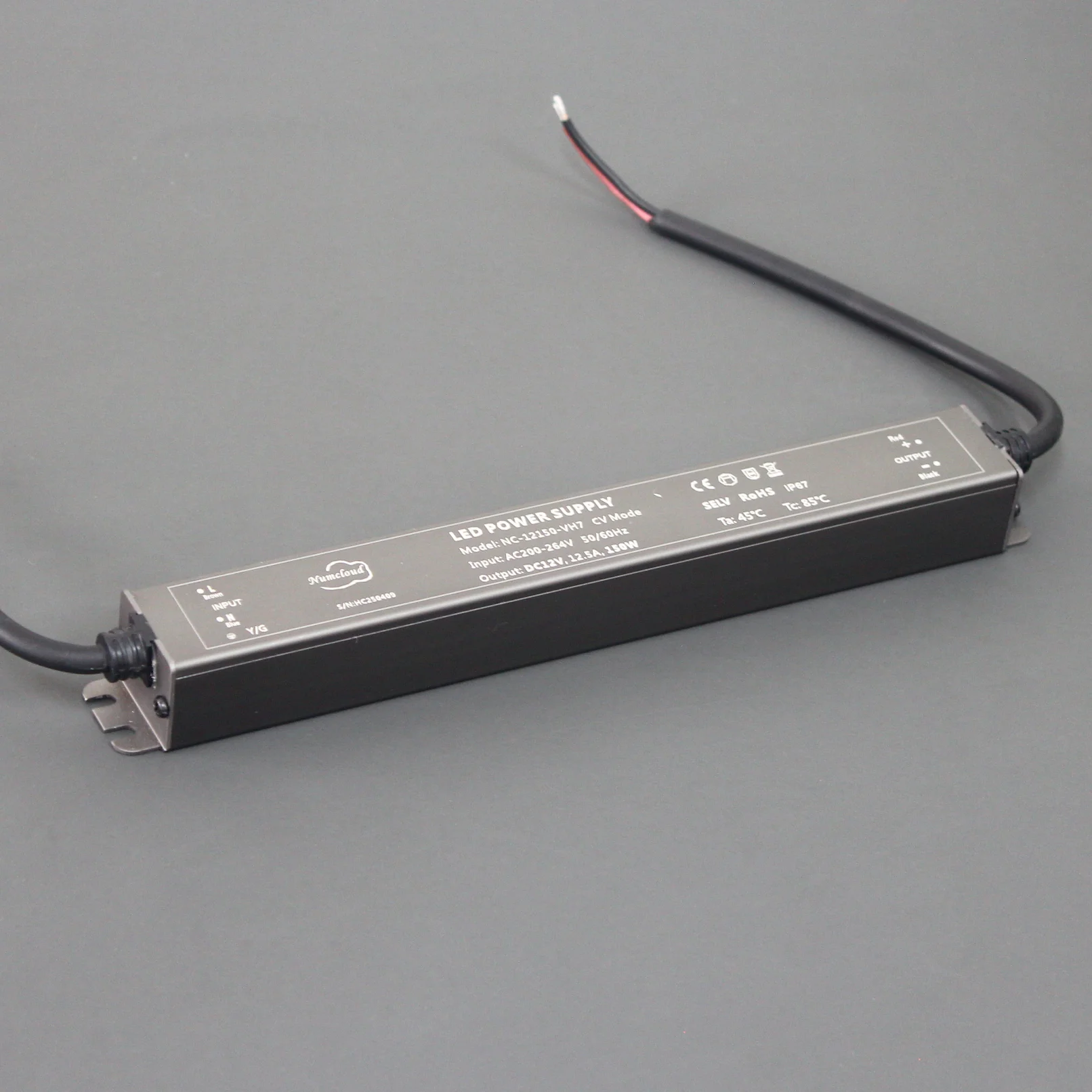 150W DC12V/24V slim LED driver switching power supply lighting transformer waterproof IP67 universal AC100-265V