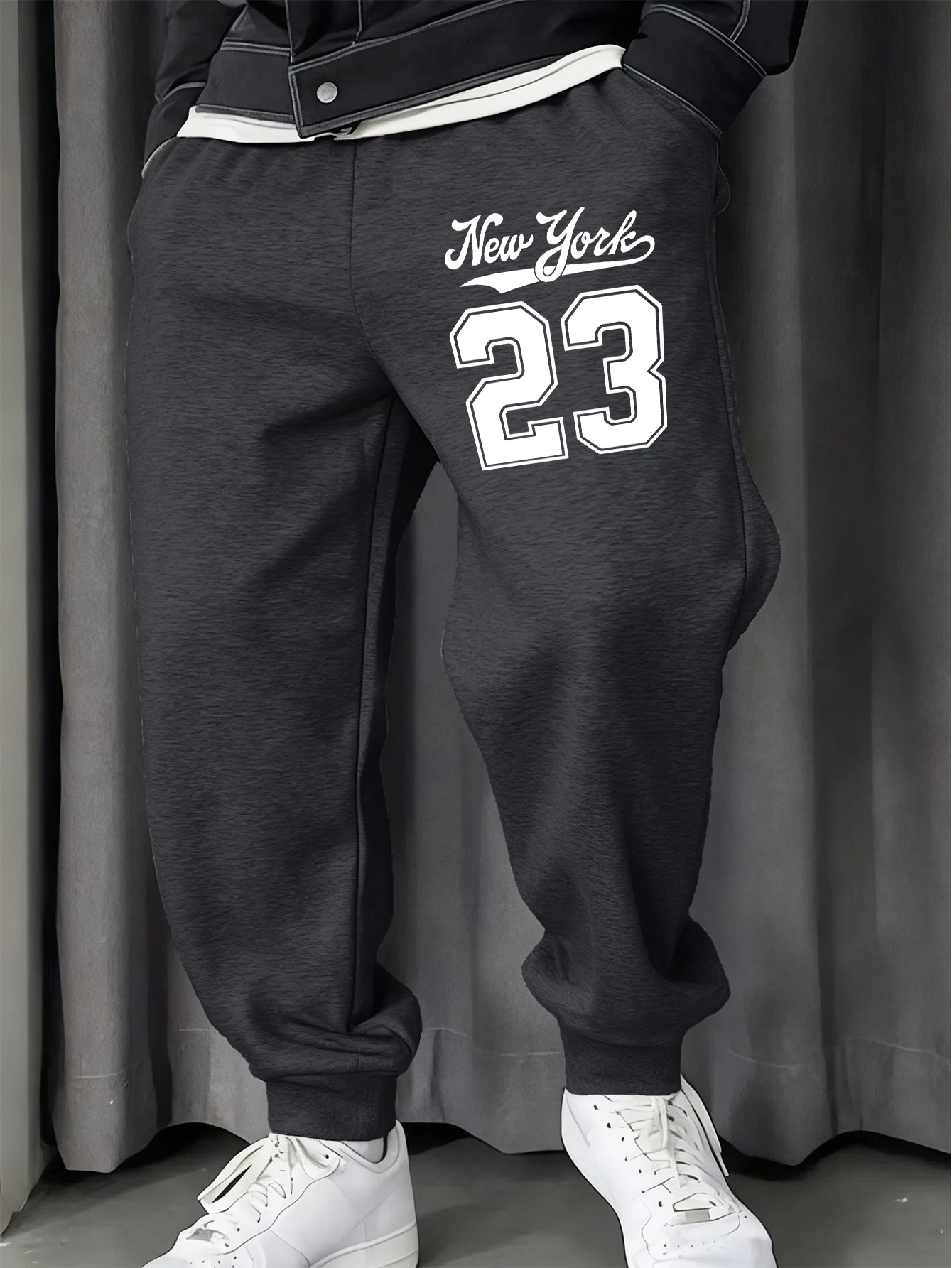 

Мужские длинные брюки с принтом New York Number 23, флисовые осенние брюки, уличные мягкие спортивные штаны, универсальные повседневные мужские спортивные штаны