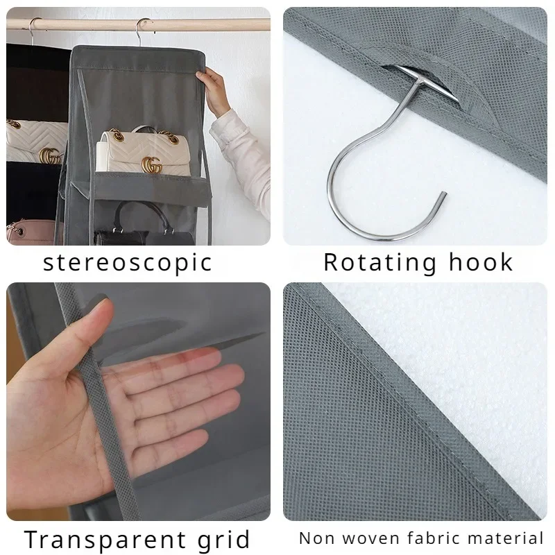 Double Sided Bag StorageBag Multi Functional Hanging Dust Bag Grid Bag SortingBag for Cabinet Storage Closet Organizer