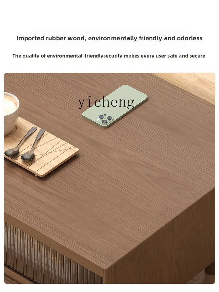 X5-18  solid wood coffee table TV cabinet combination living room household square coffee table modern simple tea table view 5