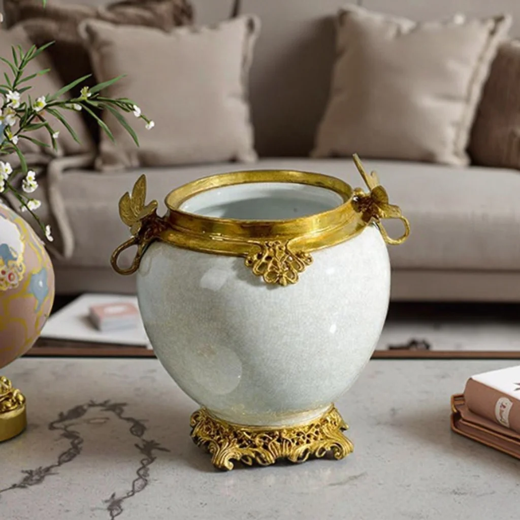 &c European-style Luxury Home Decoration Ceramic Phoenix Green Small Jar Dragonfly Storage for Table Decoration