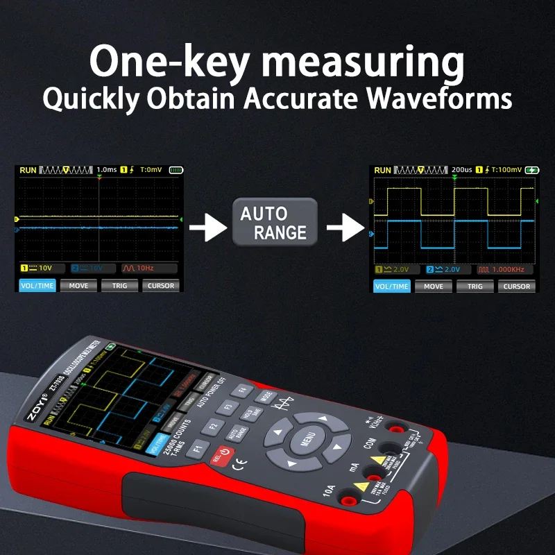 Imagem -06 - Digital Multi-function Osciloscópio Multímetro de Alta Precisão Gerador de Sinal Zt703s Dual 50mhz 280msa s em 1