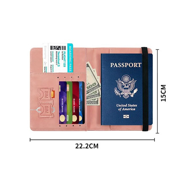 Funda de pasaporte RFID de PU, billetera para tarjeta de identificación de crédito, impermeable, vendaje de negocios, soporte para pasaporte, Protector multifunción de viaje