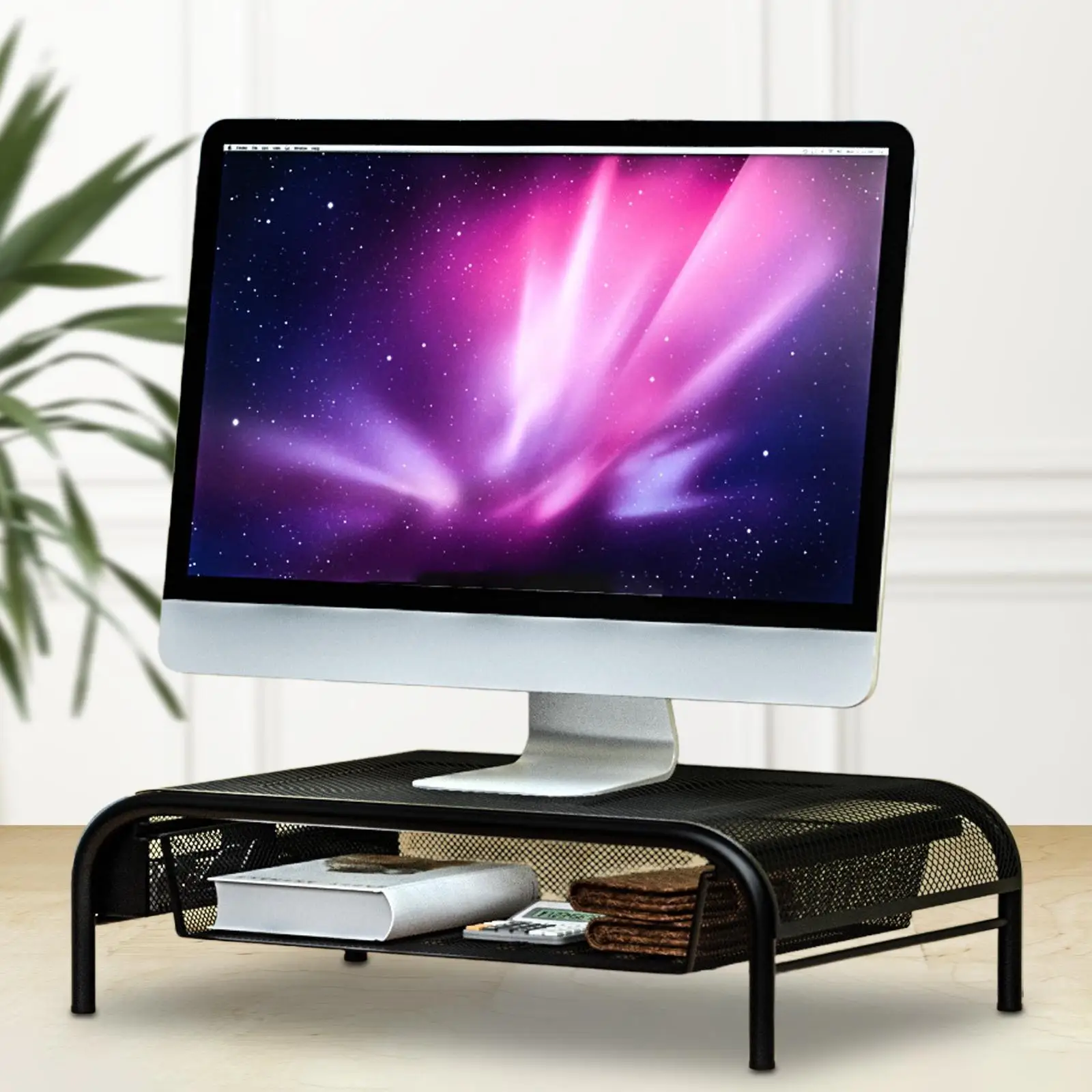 Monitor Stand Riser Iron Desktop Oraganizer Shelf for Desktop Dorm Office