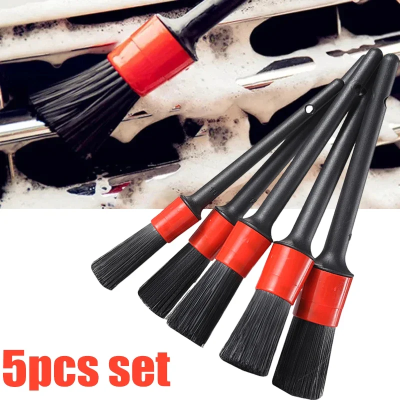 

5Pcs Auto Car Detailing Brush Set Automotive Interior Exterior Wash Detailing Brush Kit Air Outlet Wheel Cleaning Brushes Tools