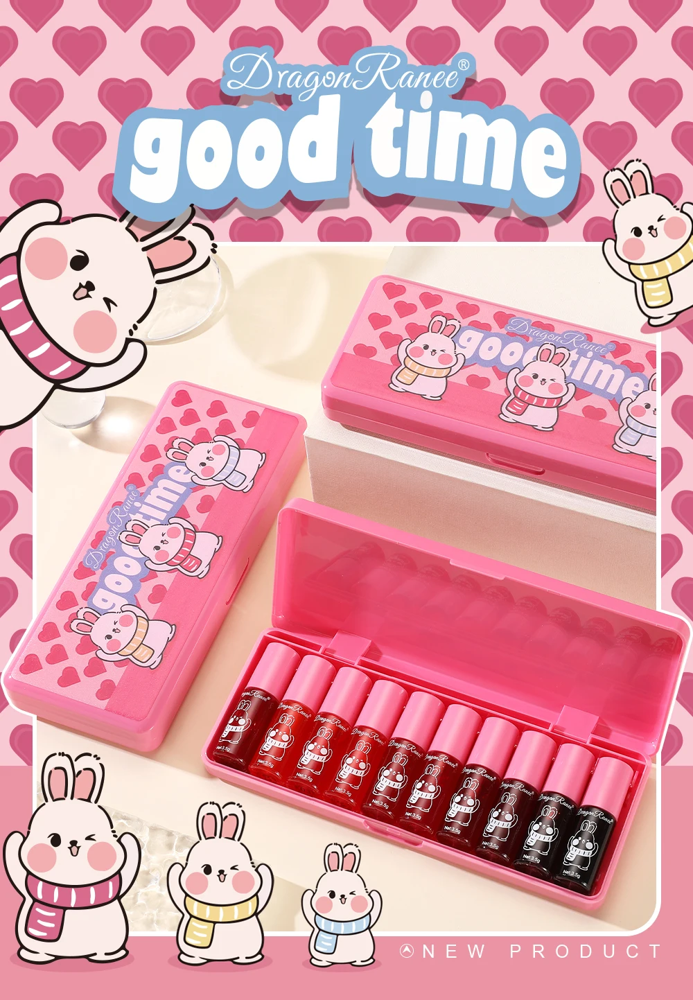 Lip Gloss Set of Ten, Mirror-Like, Glossy, Plumping, Brightening, Complexion-Enhancing Lipstick, Moisturizing, Non-Stick, Long-Lasting Lip Gloss
