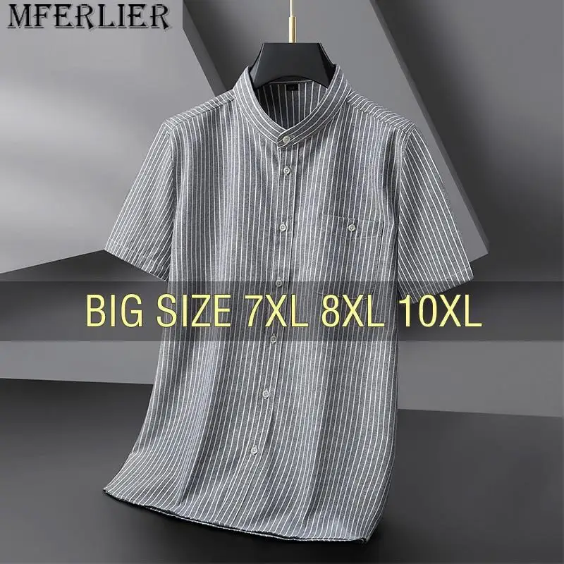 

Men Shirt Striped Dress Cotton 2023 Short Sleeve Summer Oversize 6XL 7XL 8XL 10XL Plus Size Formal Casual Designer High Quality