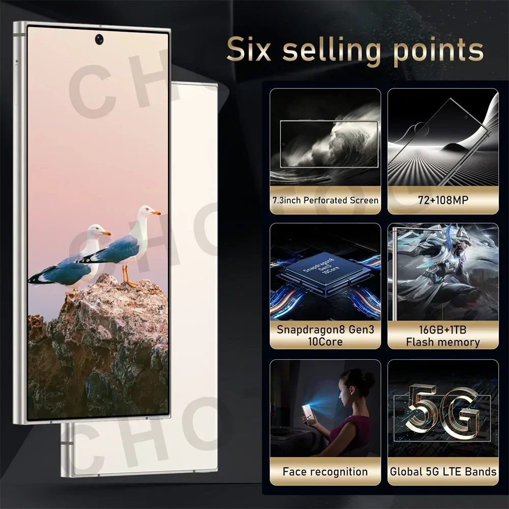 S + 25 Ultra الهاتف الذكي 7.3HD الإصدار العالمي الأصلي 4G 5G الهواتف المحمولة Snapdragon 8 gen3 أندرويد هاتف محمول 7800mAh الهواتف المحمولة #2