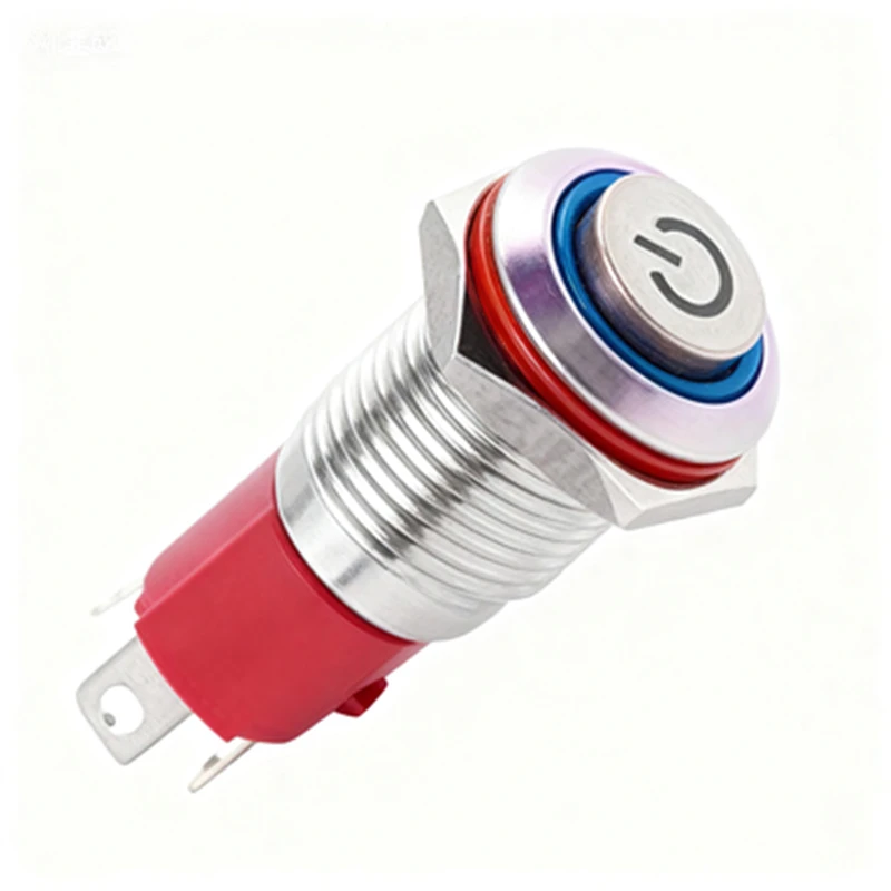 22mm Convex Metal Push Button Switch IP67 Waterproof - 10A LED Light Power Switch 3-6V/12-24V Red Blue Green Economical Type