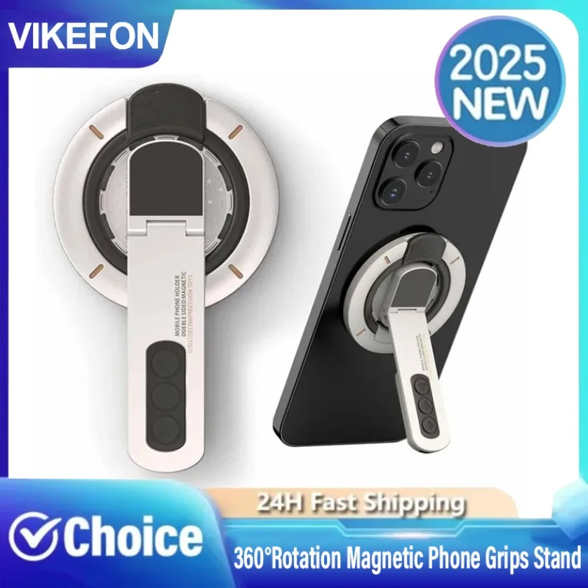 

Магнитная подставка для ручек для телефона Магнитный держатель для кольца на палец 360° ° Двустороннее вращение для Magsafe iPhone 17, 16, 15, 14, 13, 12 Pro Max