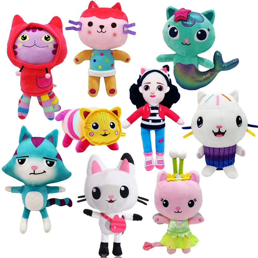 Newest 10 stlyes Gabby Dollhouse Plush Toy Mercat Cartoon Stuffed Animals Mermaid Cat Plushie Doll Kids Birthday Christams Gifts