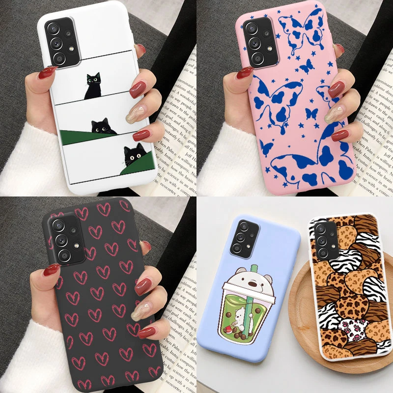 For Samsung Galaxy A13 A23 A32 A33 A52 A52S A53 A72 A73 5G Cartoon Dinosaur Colorful Line Silicone Protective Luxury Phone Case