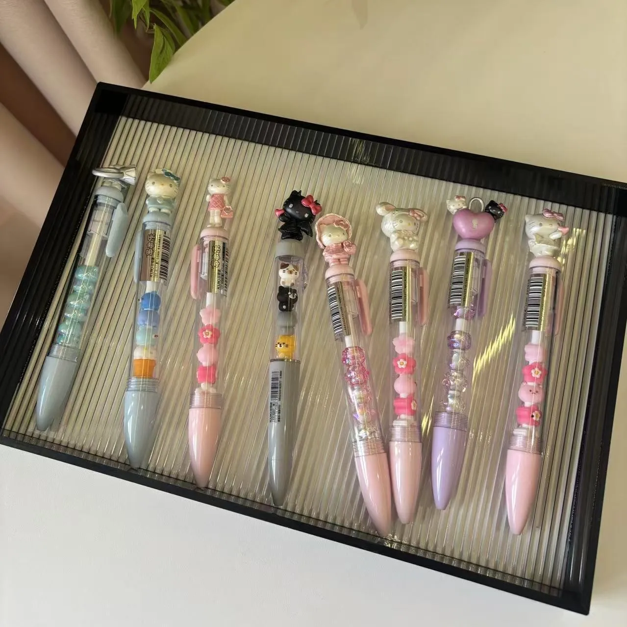 

Kawaii For HelloKitty Beaded Gel Pen Cartoon Diy Bead Charm Pen 0.5mm Writing Office Pen Suitable for Students Girl Gift