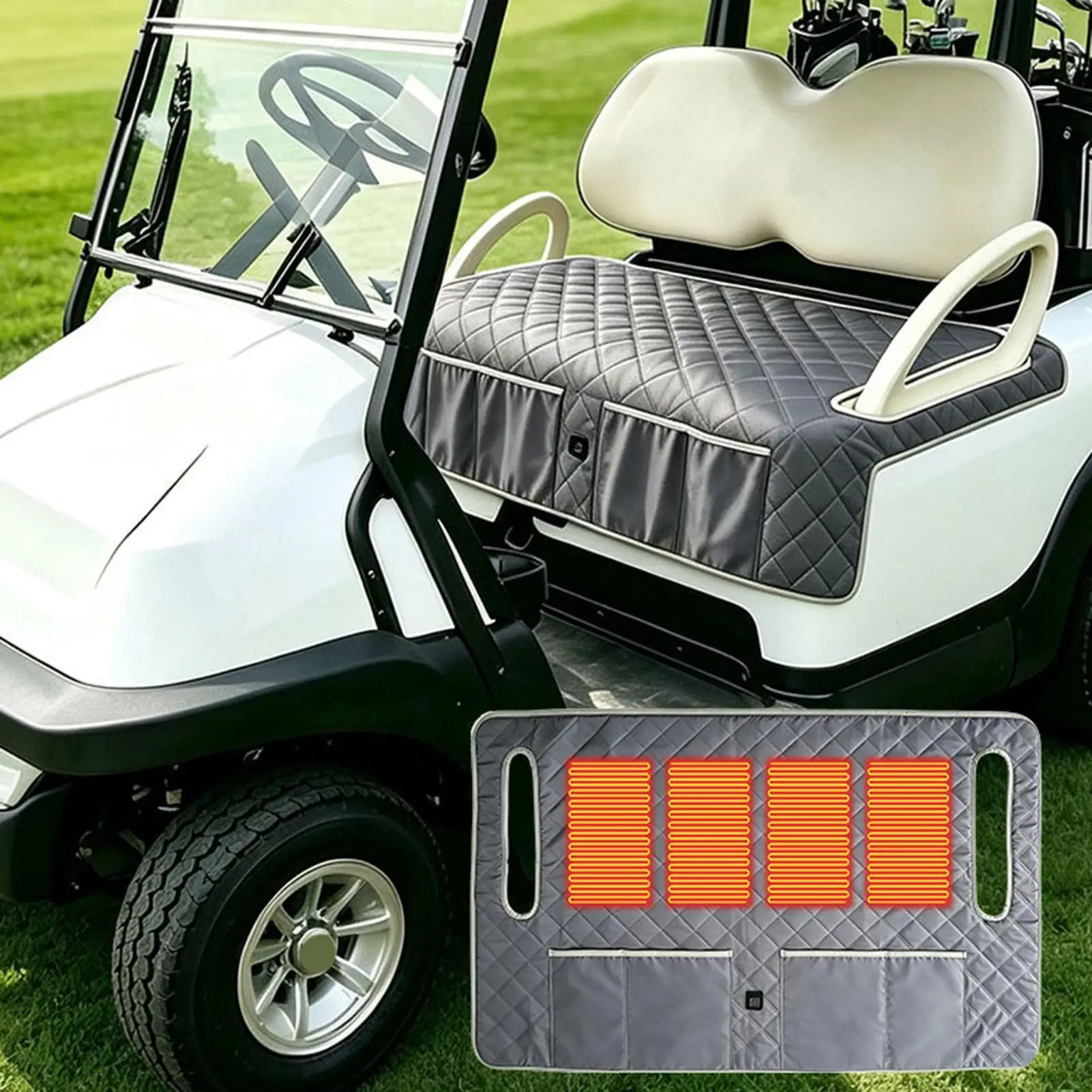 Heated Golf Cart Seat Warmer 4 Zone Heating Adjustable Heated Cushion Golf Cart Seat Warmer Towel For Men Women Husband Pets