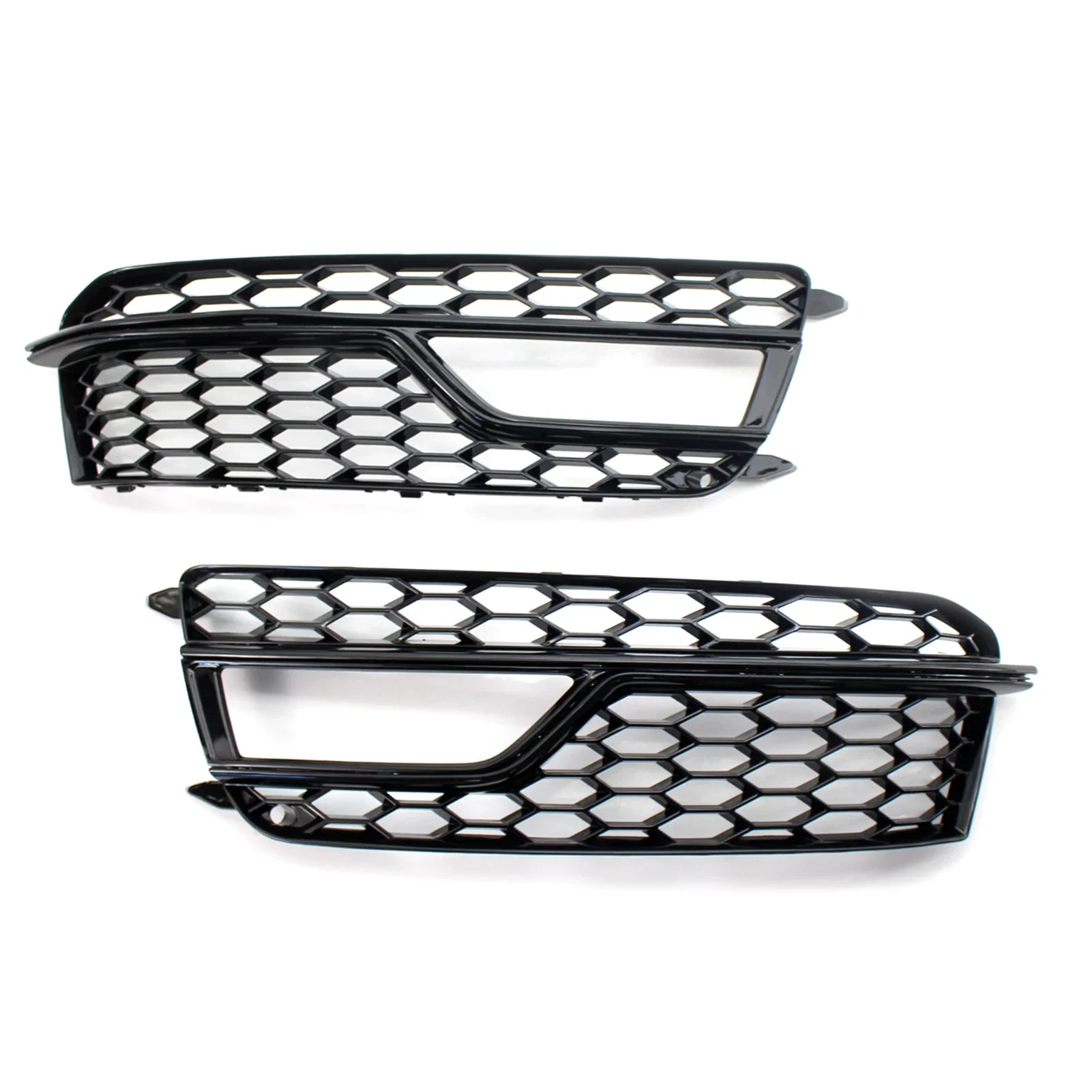 

Gloss Black Left Right Pair Bumper Trim Replacement For Audi A5 S5 2013-2017 Honeycomb Fog Light Grilles