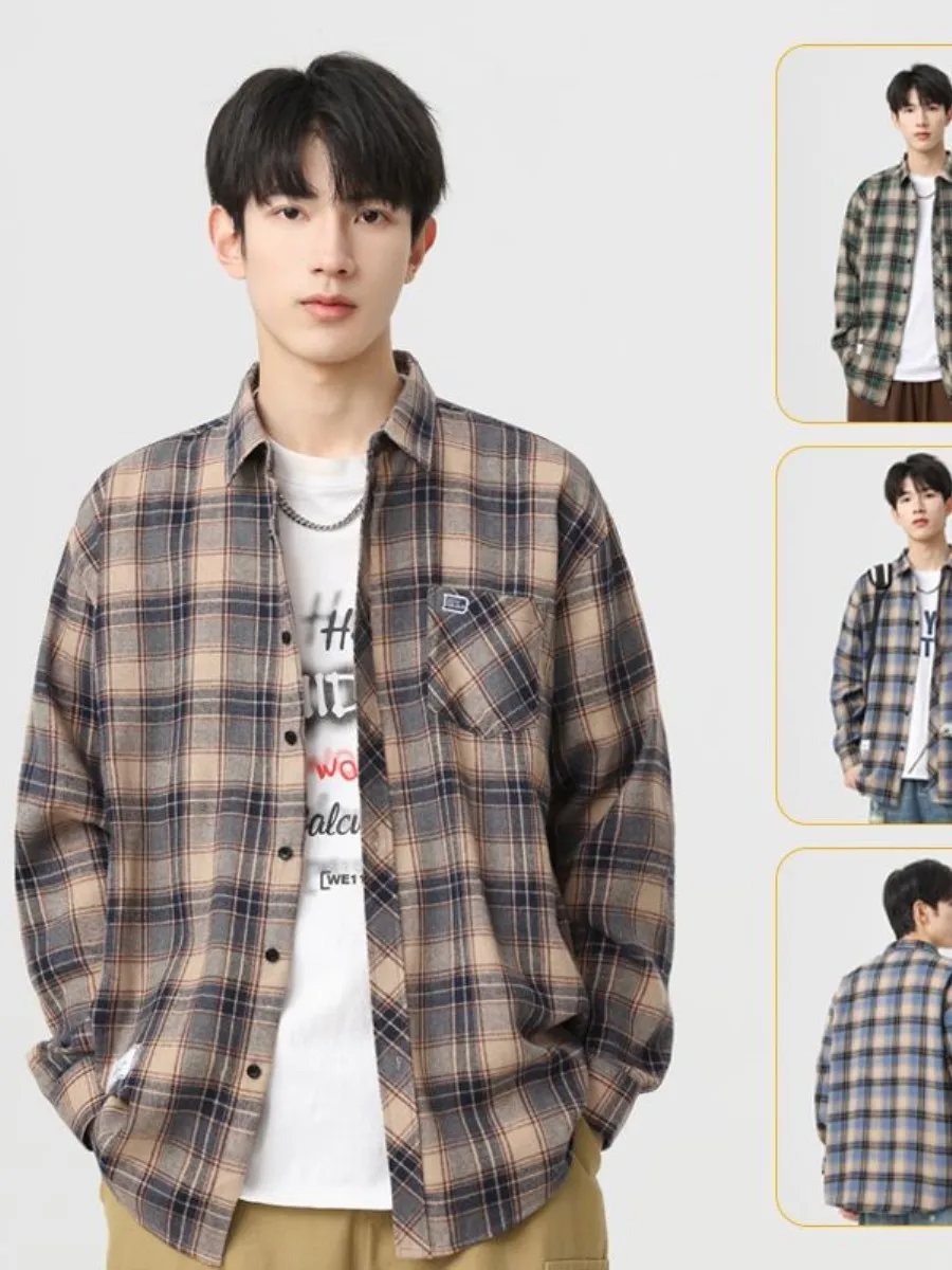 

Мужская демисезонная куртка в стиле ретро с клетчатым узором, корейский тренд, для старшеклассников и студентов, повседневная верхняя одежда