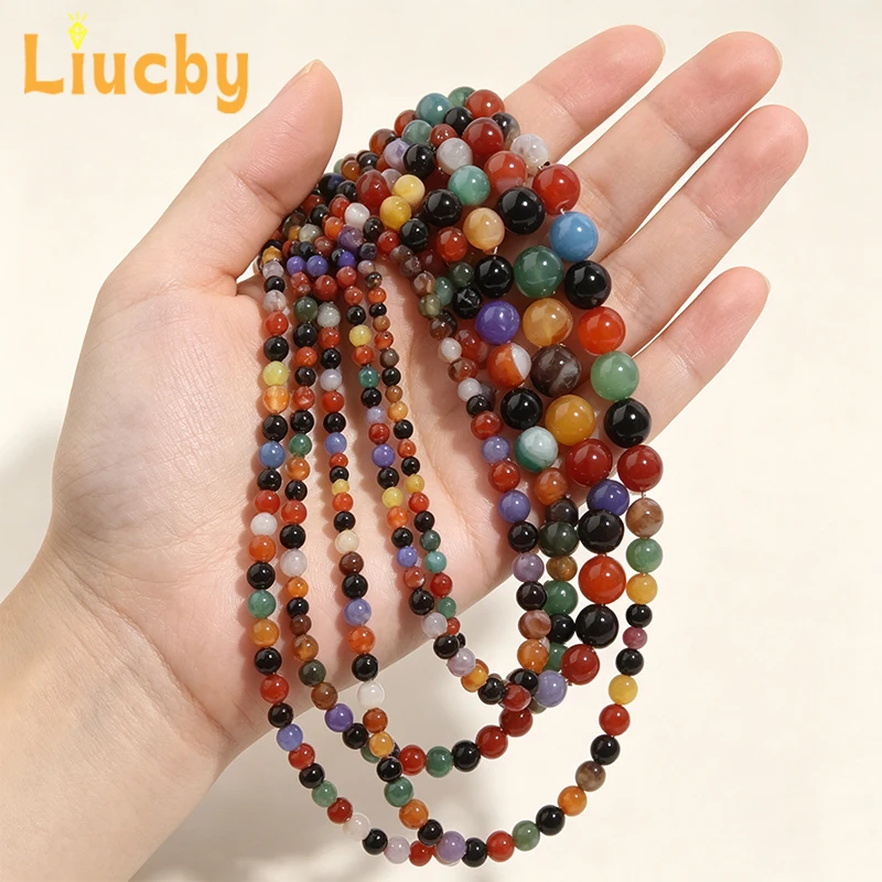 Natürliche Regenbogen-Achat-Rundperlen für die Schmuckherstellung, DIY-Armbänder, Halsketten, 4mm, 6mm, 8mm, 10mm, 12mm, 15-Zoll-Stränge – Detail 6