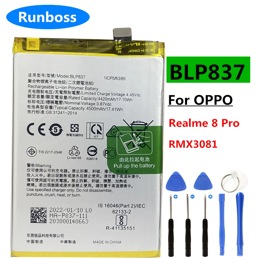 New Original BLP837 BLP799 BLP749 Phone Battery for Oppo Realme 8 Pro RMX3081 Realmi X3 X7 7 X2 Pro Mobile Phone