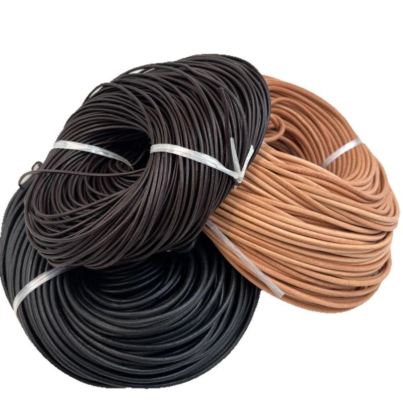 5 Yards/Lot 1-3mm Echte Rindsleder-Kordeln Runde Lederkordel für DIY-Bastelarbeiten, Ornamente und Schmuckherstellung – Detail 7