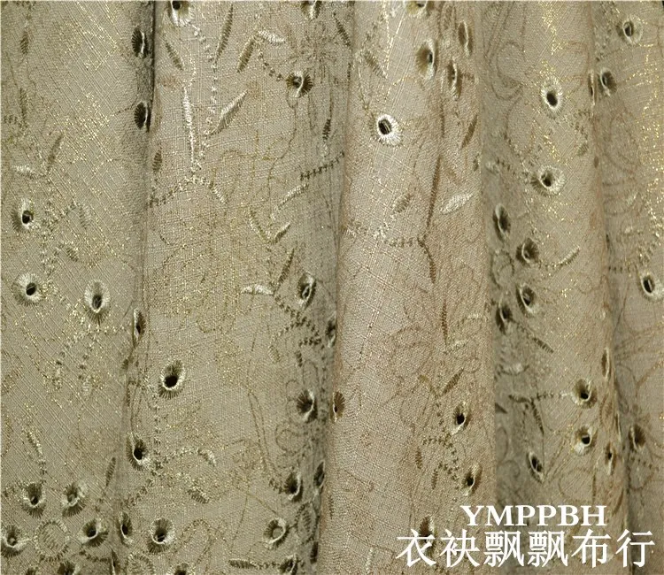 

High Quality Fabrics for Men's Suits Beige Bronzing Printed Hollow Embroidered Fashion Fabric Skirt Suit Vest Cheongsam Cloth