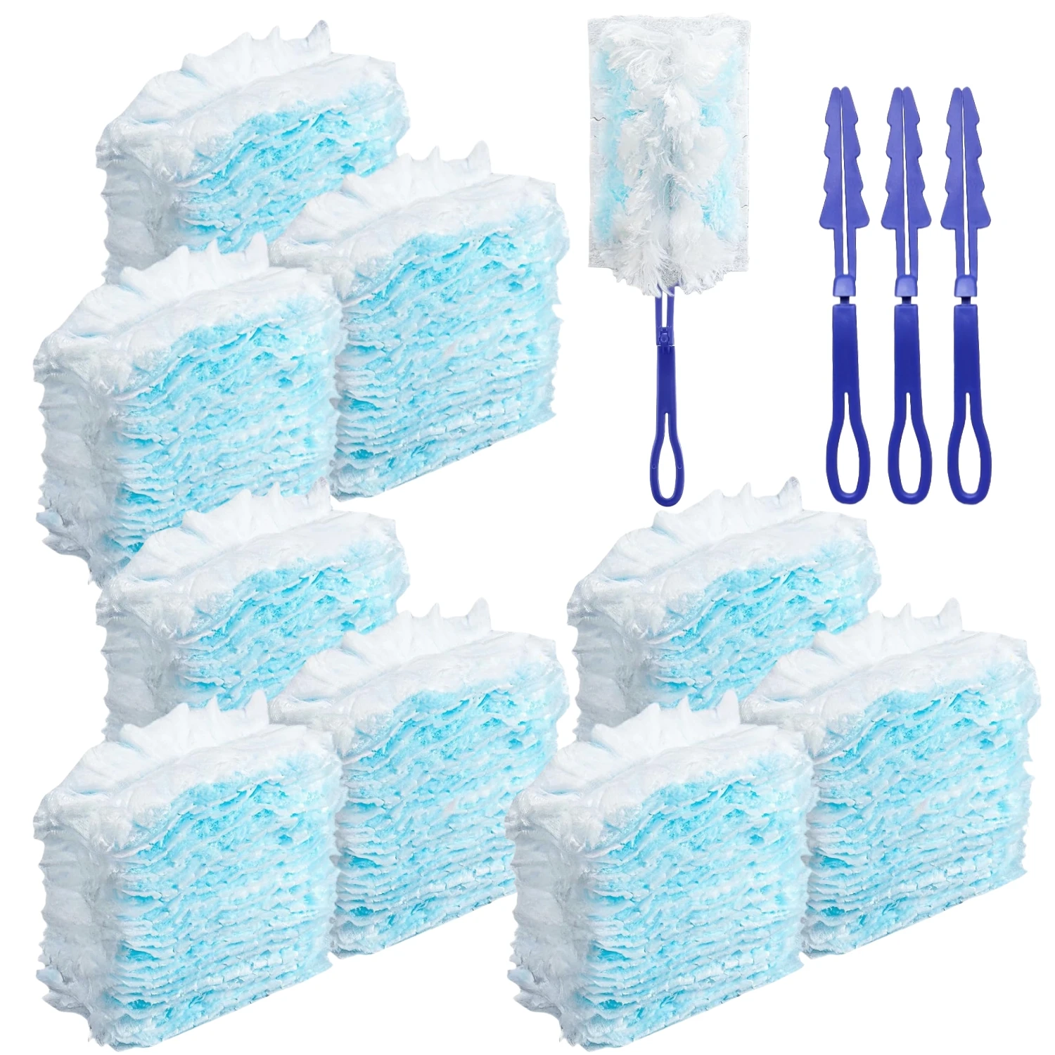 

93pcs of Disposable Duster Refills Featuring 3 Handles, Blue in Color, Designed for Home And Office Cleaning with Electrostatic Replacement Heads