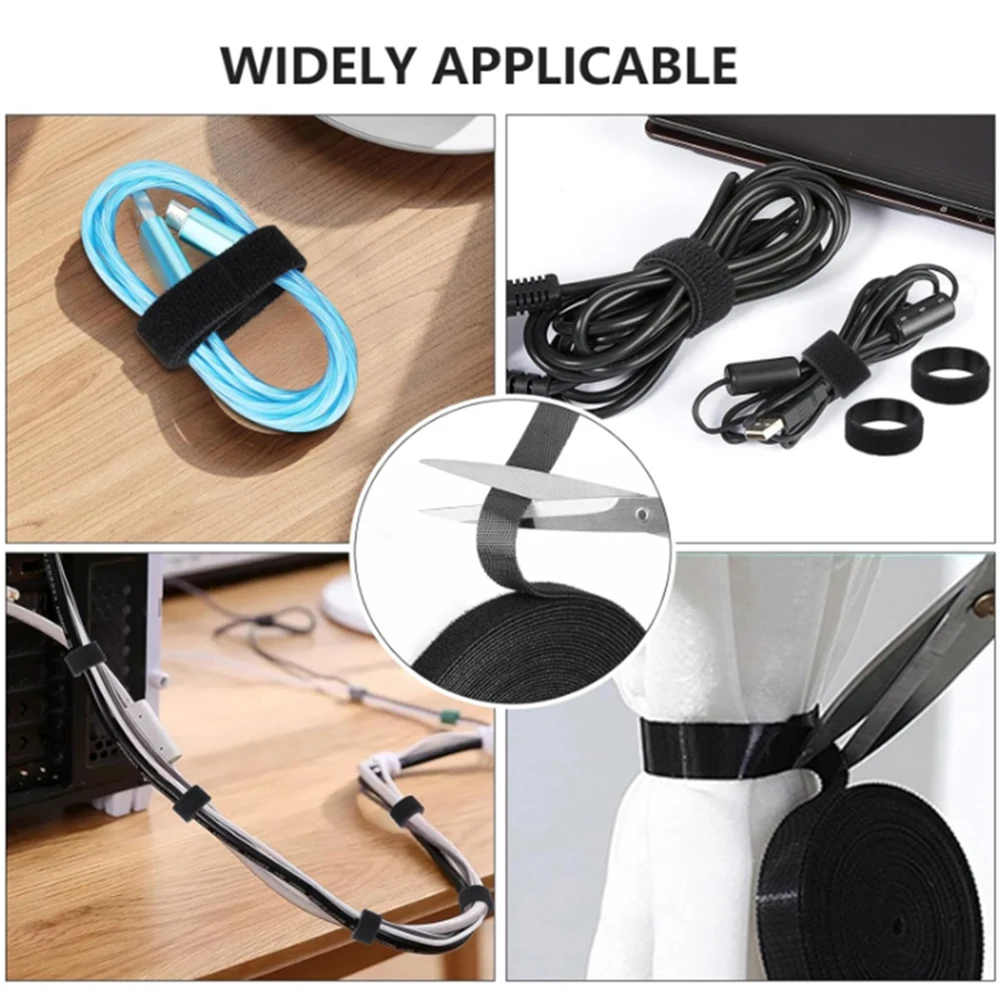 5M/Roll Reusable Cable Organizer - Removable Cable Straps with Free Cut Feature Fastening Tape for Efficient Cord Management