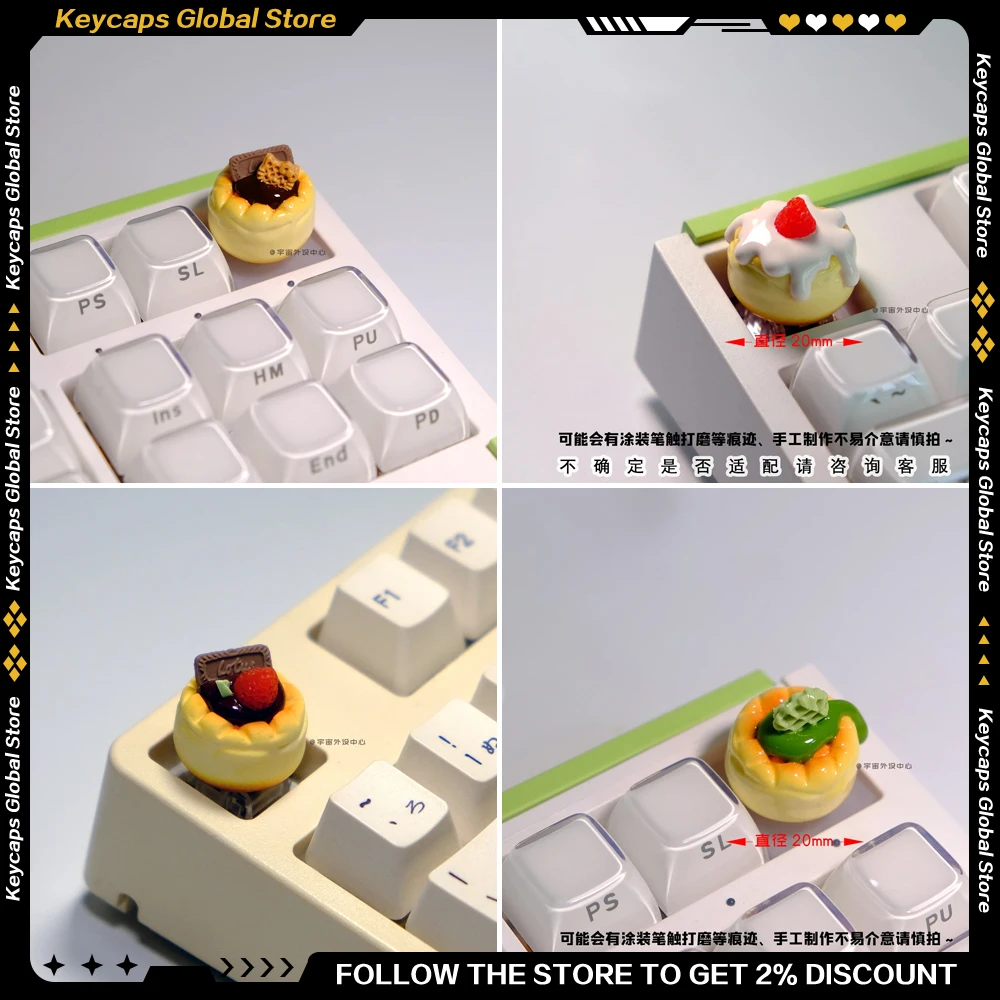 

Food Themed Resin Knob/Keycaps Cute Creative Cake with Hi75 Knob Compatible with MX Switches for Mechanical Keyboards
