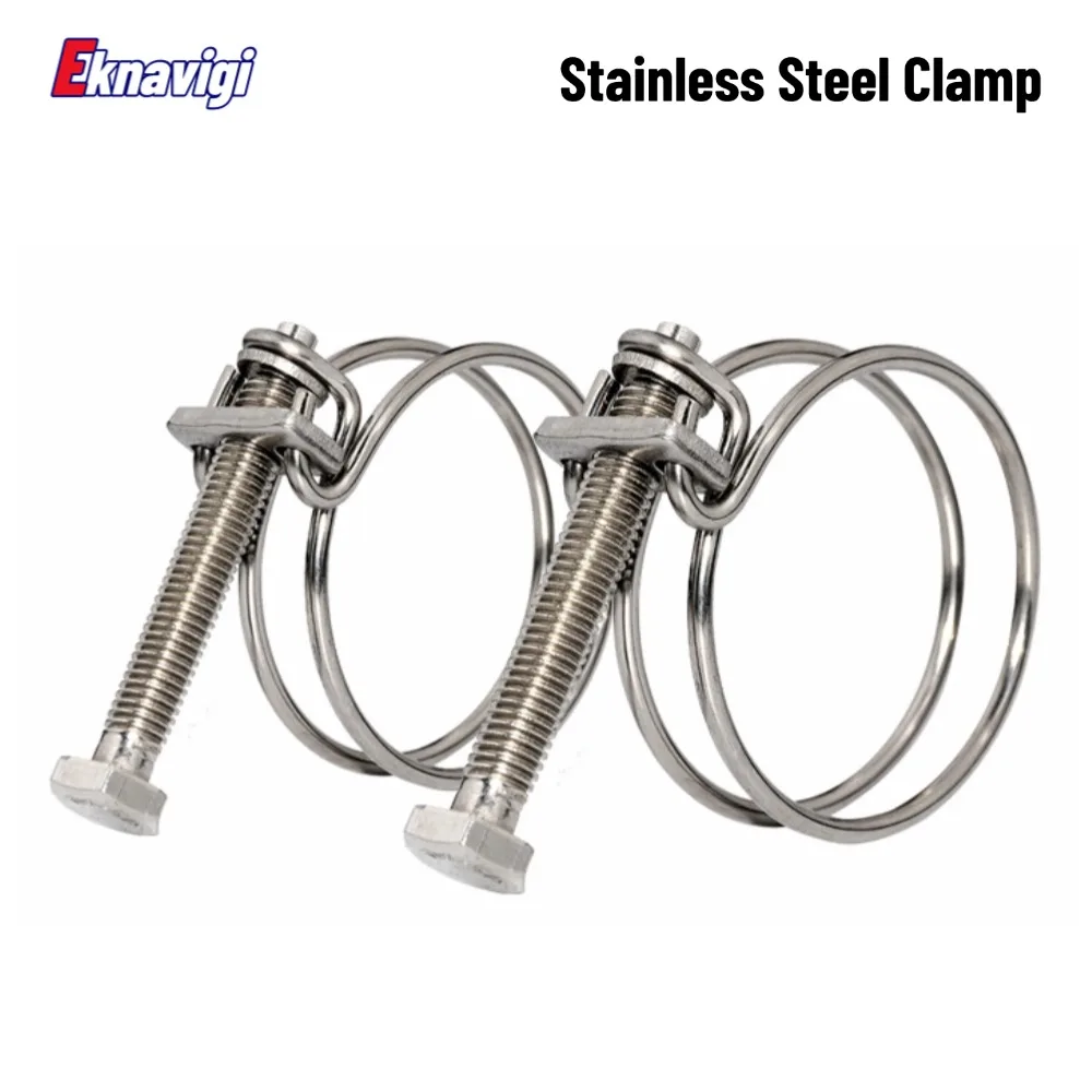 5PCS 201 Stainless Steel Double Steel Wire Hoop Hose Clamp Clamp Water Pipe Fastening Clamp image 4