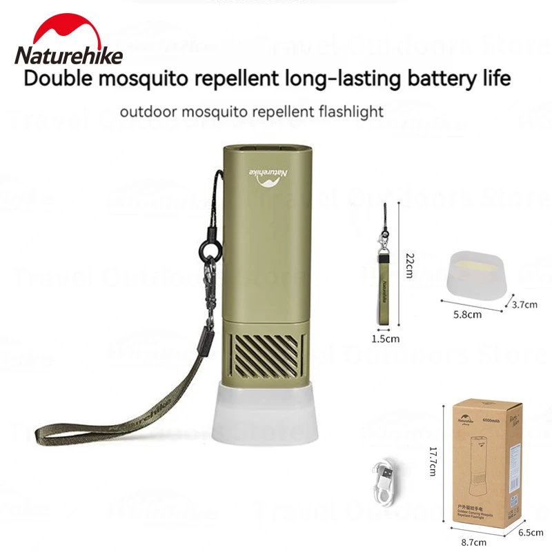 

Naturehike Outdoor Mosquito Repellent Portable Flashlight 6000nAh Camping IPX4 Waterproof Lighting Lamp Type C Mobile Charger