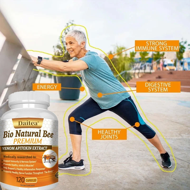 O suplemento de extrato de abelha bio natural promove a saúde das articulações, dos nervos e dos músculos e alivia a inflamação, apoia o sistema imunológico