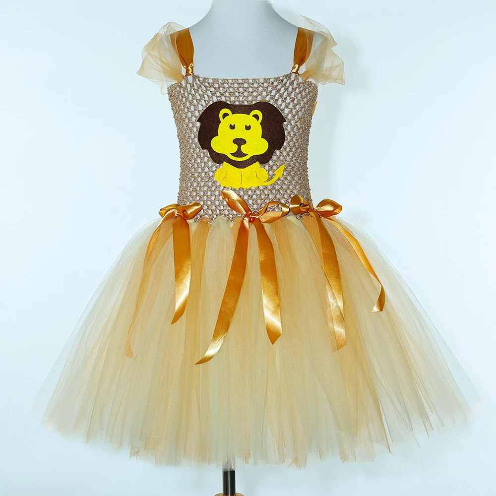 Girls Lion Costume Toddler Kids Animal Themed Jungle Party Tulle Tutu Dress Up Girls Fancy Carnival Halloween Princess Dress Set