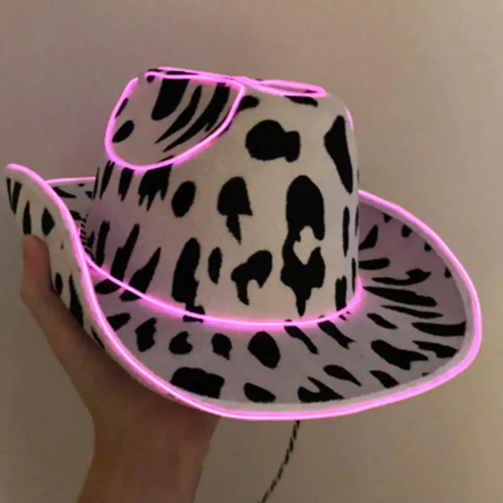 Light Up Cowboy Hat For Women Pink Holographic Space Cowgirl Hat White LED Cowboy Hat Western Cowboy Hat Costume Accessories