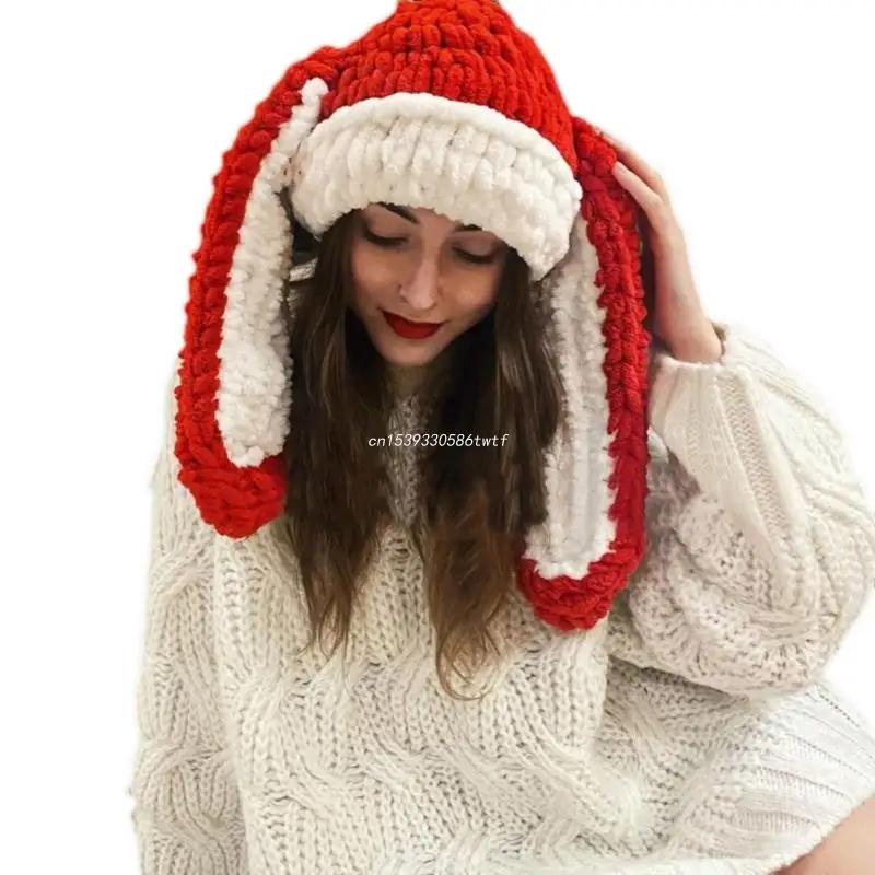 Winter Hat Cartoon Knitting Hat Animal Ear Cosplay Hat Outdoor Sport Hat Woolen Caps Windproof Headwear Balaclava Dropship