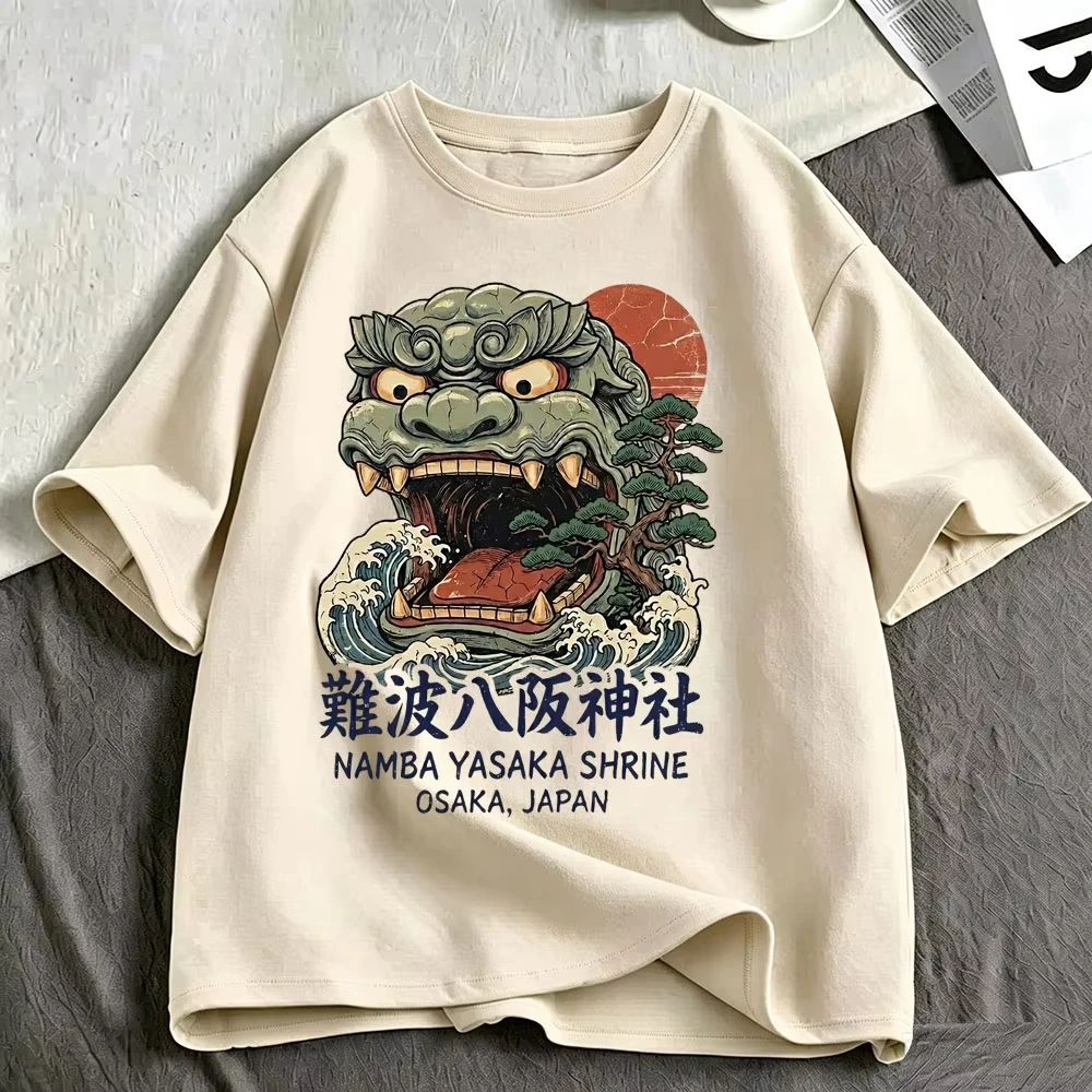 Osaka Japan Namba Shrine Retro Style Japanese Souvenir Funny Meme Graphic T Shirts Men's Fashion Cotton Short Sleeve T-shirts