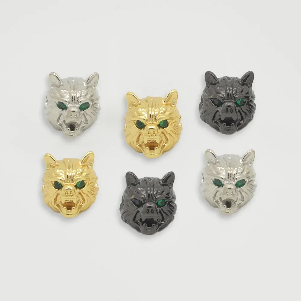 

4 Pcs Wolf Beaded for DIY Jewelry Necklace Bracelet Making Supplies Metal Brass Spacer Beads Charm Chains Accessories Wholesale