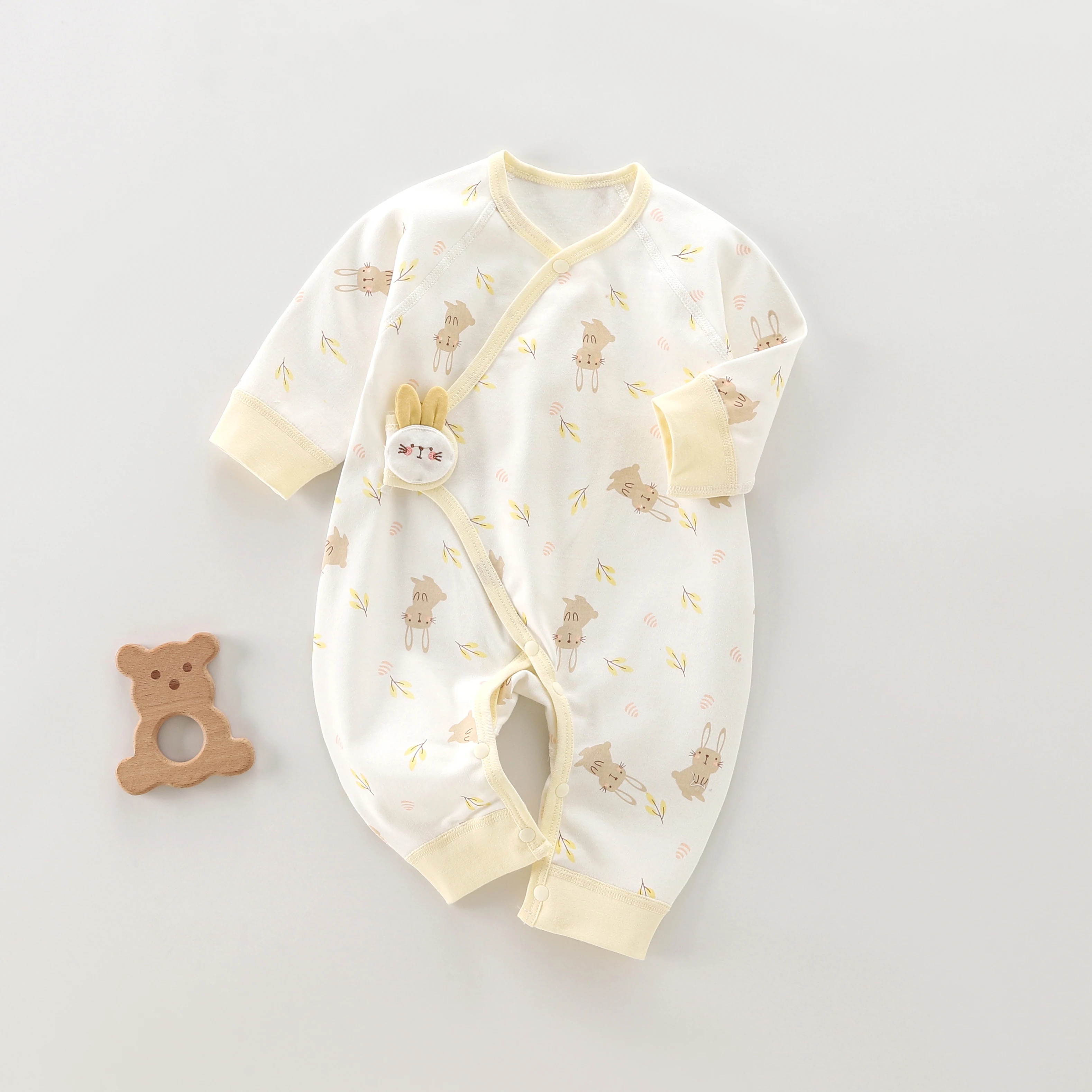 Newborn Romper Spring Baby Onesie Pure Cotton Seamless Full-Month Outfit Infant Clothing Class a Outdoor Wear