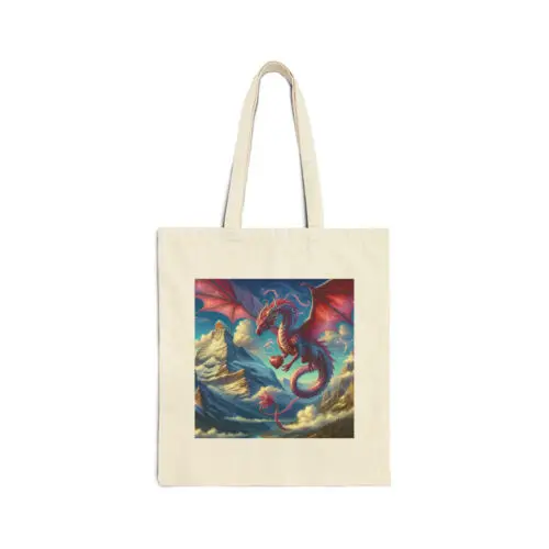 Sindax Flying Dragon Scenery, Valentine & Birthday Gift, Cotton Canvas Tote Bag