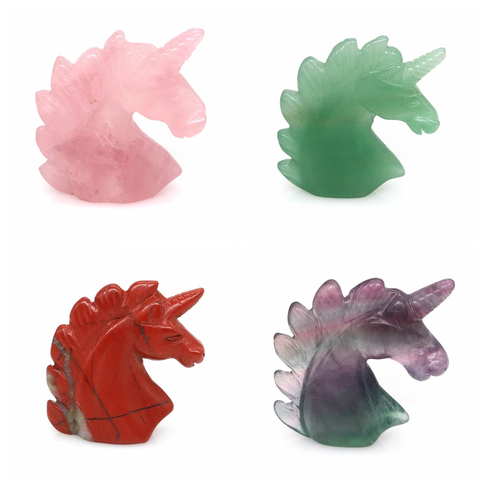 

2" Unicorn Statue Natural Stones Carved Home Decor Healing Crystal Figurine Amethyst Lapis Lazuli Quartz Animals Ornament Crafts