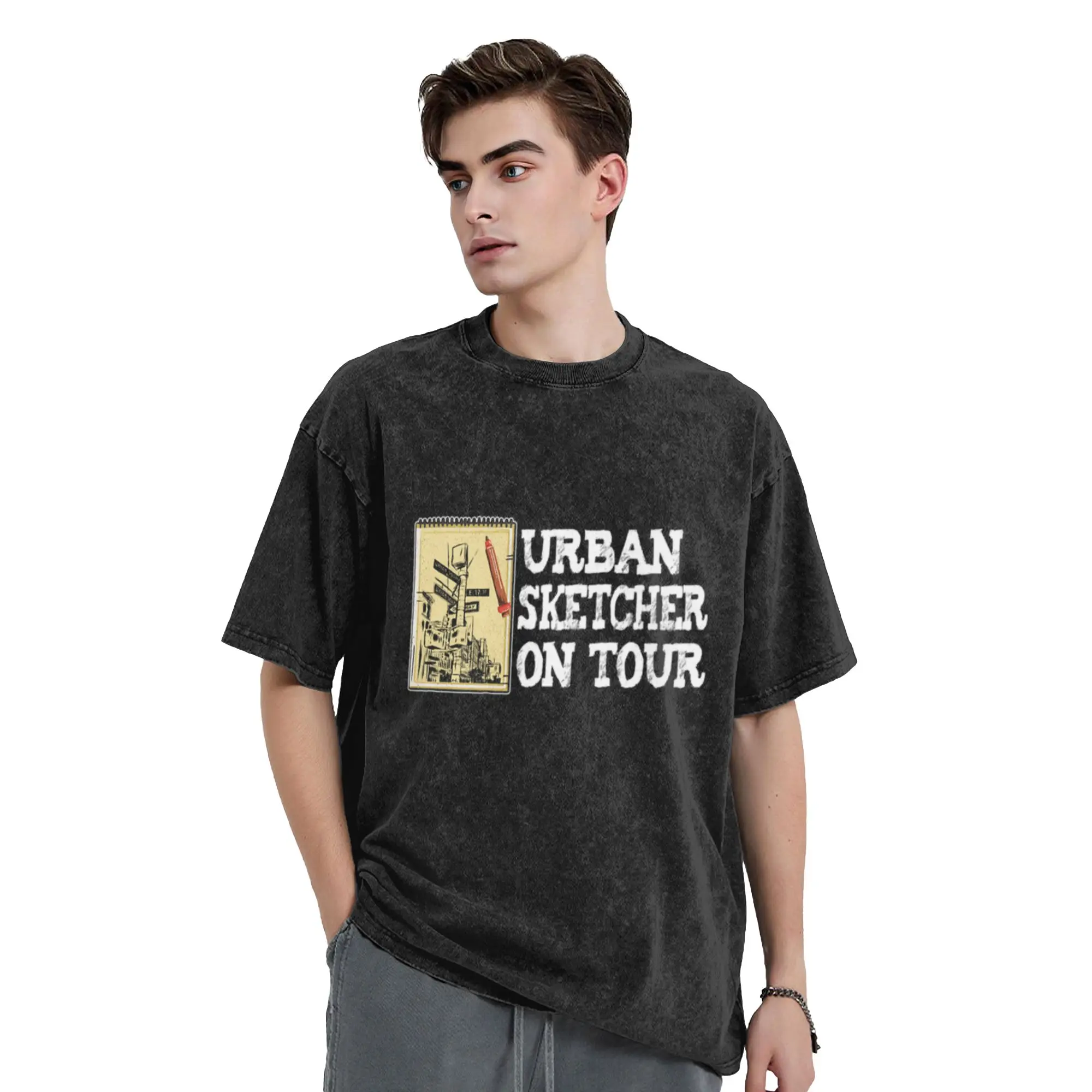 Urban Sketcher Sketching Artists Drawing Painting  Classic Trendy A Washed T Shirt Men's Women's Oversized Cotton Tees Tops
