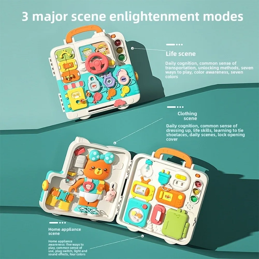 جديد 63-IN-1 مونتيسوري مشغول مجلس التنمية الحسية لغز عجلة القيادة لعبة المعرفة العامة التدريب العملي على كتاب التعلم ل #5