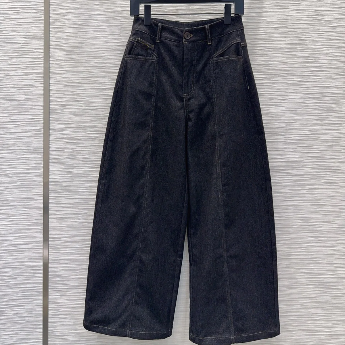 High Quality Women Dark Denim Wide Leg Jeans High Waist Loose Long Trousers lyt26101935