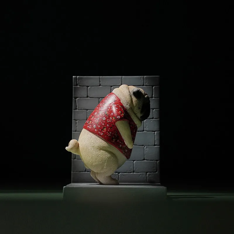 

JXK 1/6 Scale Resin Simulated Pet Dog with Flower Cotton Jacket Dog Model for Collection Desktop Display Toys