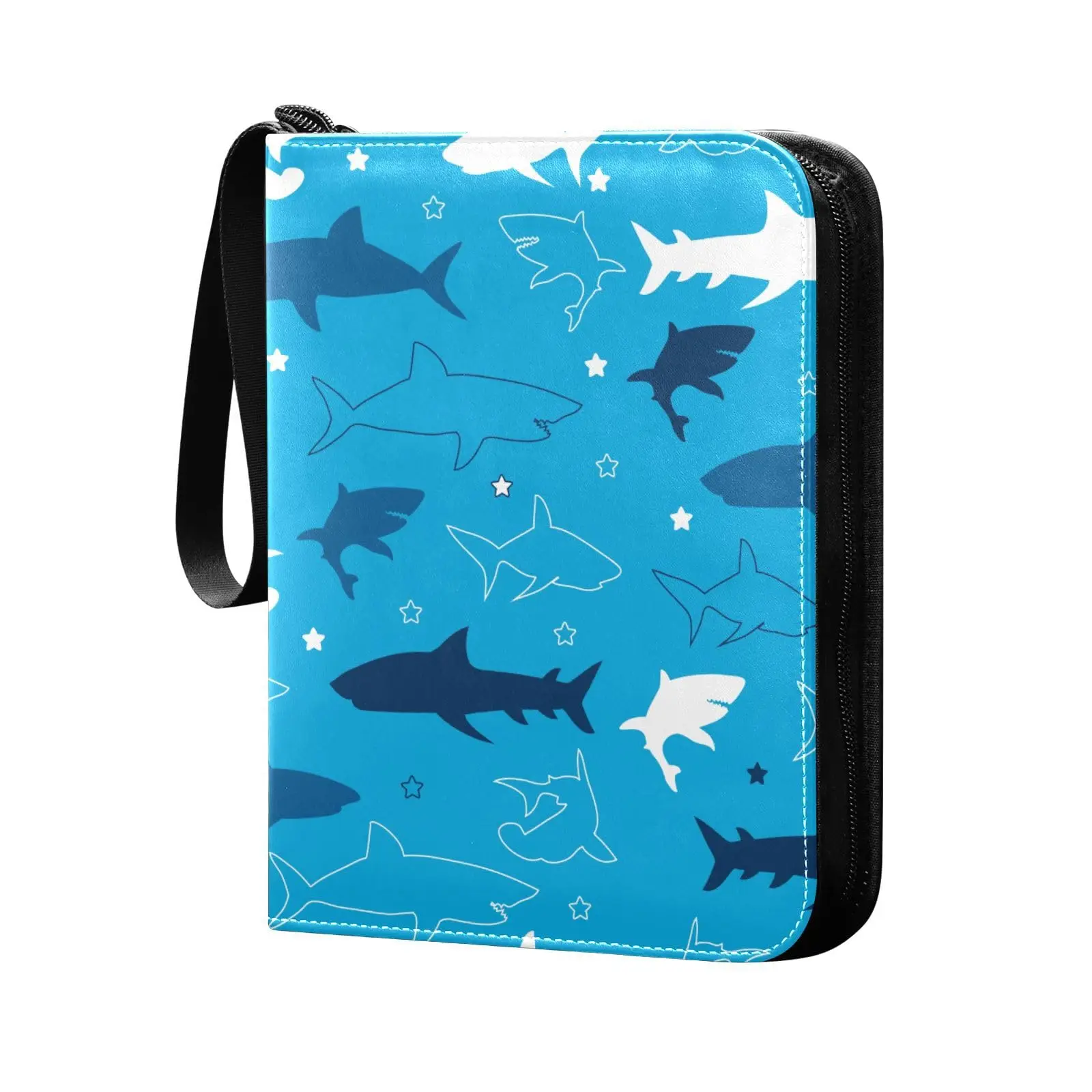 Shark Sea Fish Card Binder 4 Pocket Cards Binder, 400 Double Sided Pocket Album Sport Game Cards, Unique Card Collection Storage