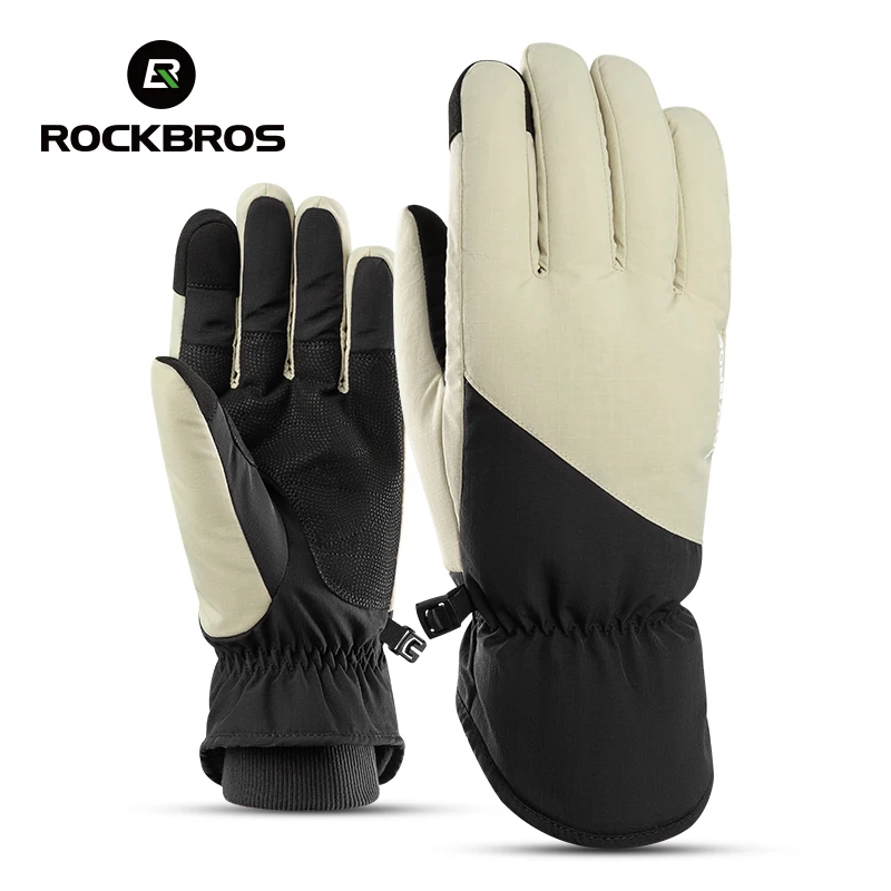 AliExpress ROCKBROS Winter Snowboarding Skiing Gloves Touch Screen Thicken Thermal Fleece Motorcycle Bicycle Gloves Keep Warm Hiking Gloves
