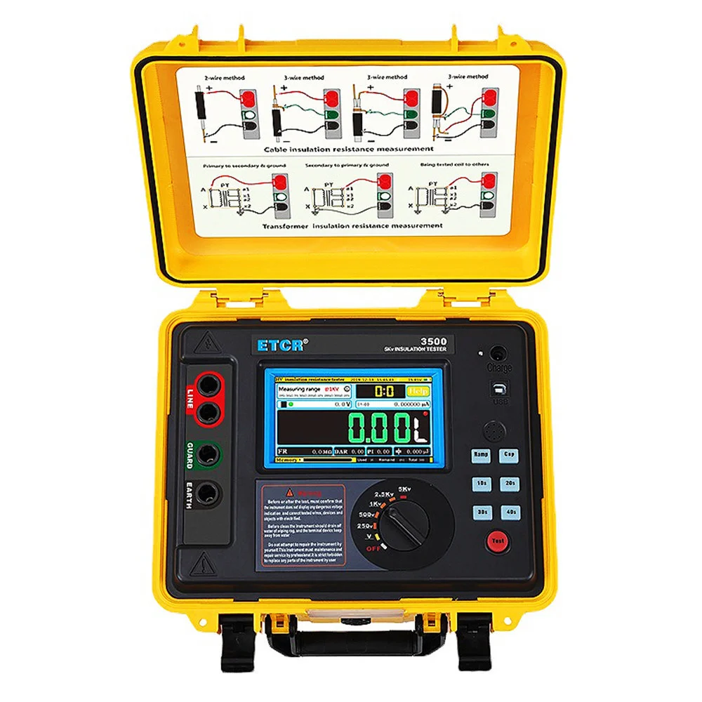 ETCR3500 5KV 10KV Digital Earth Resistance Tester For Electrical Equipment Rechargeable Lithium Battery Ground Resistance Meter